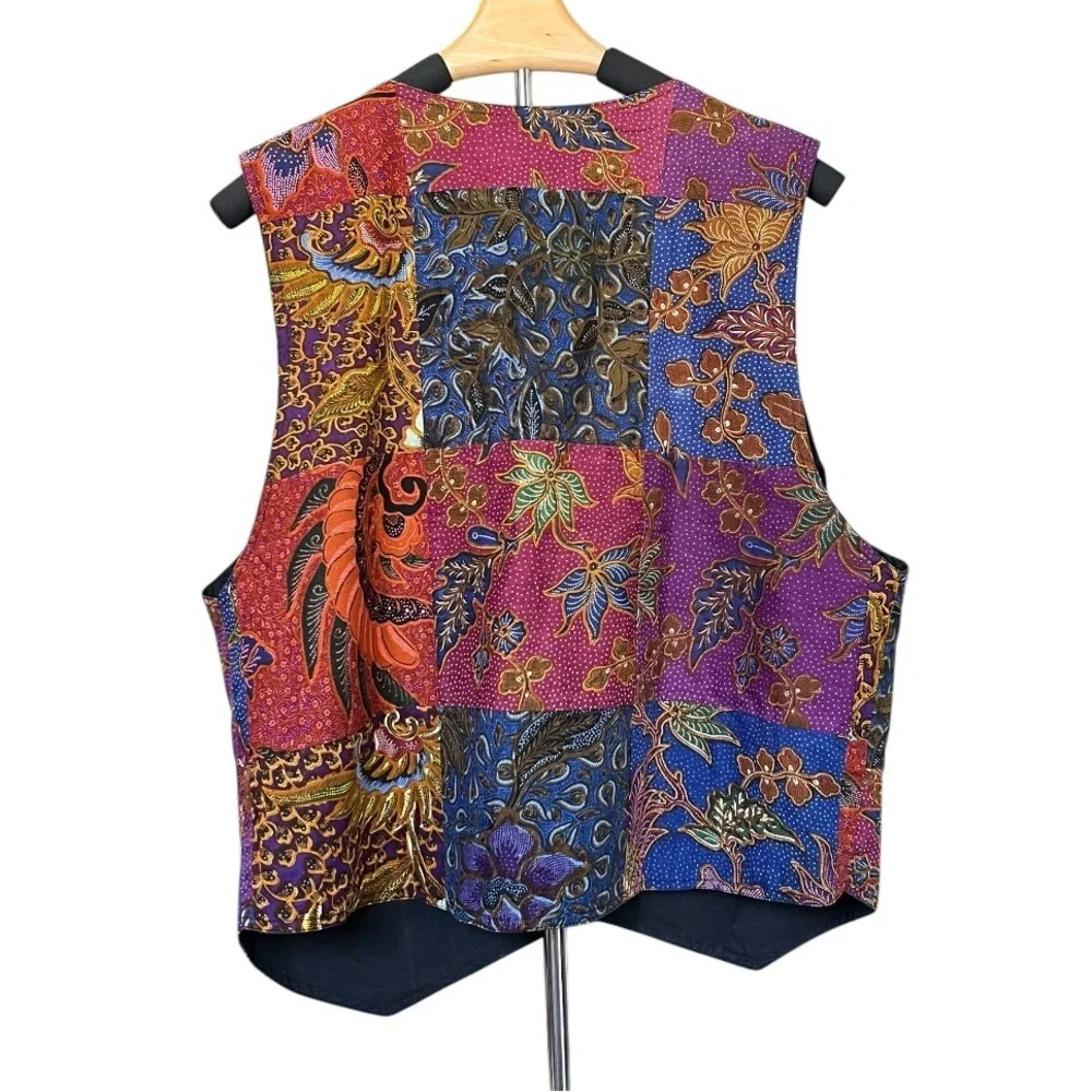Vintage ASIACRAFT Vest 100% Cotton Patchwork Festival Indie Size M - Picture 2 of 6